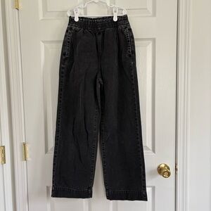 American Eagle Outfitters Black Elastic Waist Wide-Leg Pants